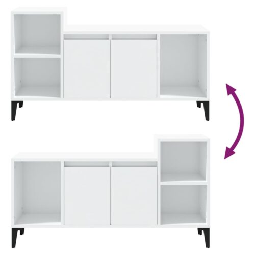 TV Cabinet High Gloss White 100x35x55cm Engineered Wood - Image 8