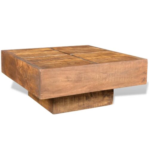 Coffee Table Brown Square Solid Mango Wood - Image 3