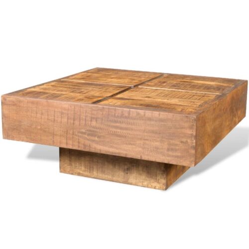 Coffee Table Brown Square Solid Mango Wood - Image 4