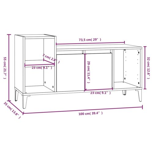 TV Cabinet High Gloss White 100x35x55cm Engineered Wood - Image 10