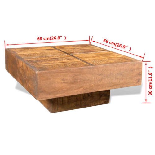 Coffee Table Brown Square Solid Mango Wood - Image 7