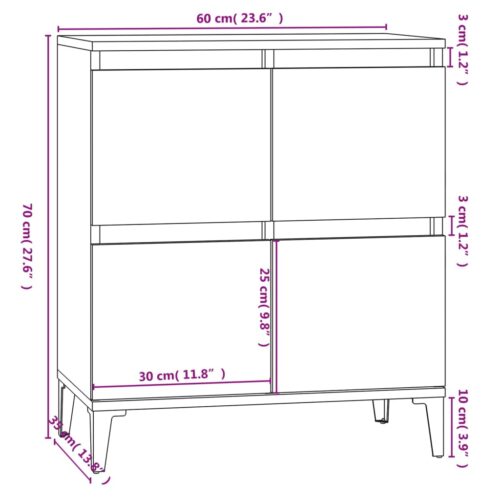 Sideboard White 60x35x70cm Engineered Wood - Image 10