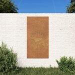 Garden Wall Decoration 105x55cm Corten Steel Sun Design