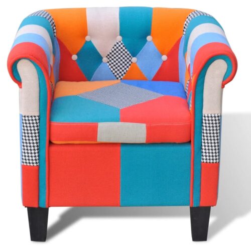 Armchair with Patchwork Design Fabric - Image 2