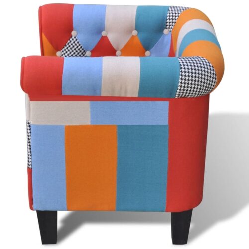 Armchair with Patchwork Design Fabric - Image 3