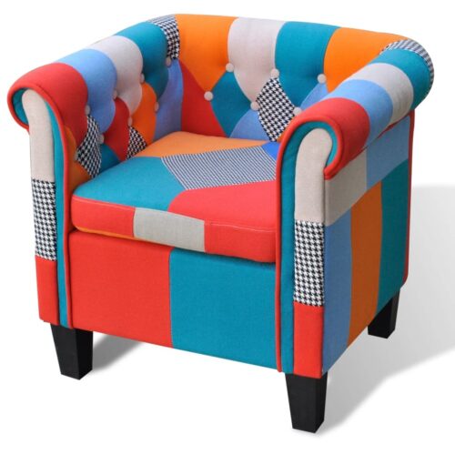 Armchair with Patchwork Design Fabric - Image 6