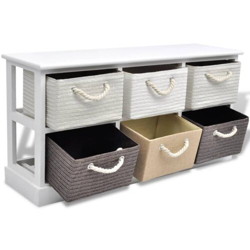 Storage Bench 6 Drawers Wood - Image 4