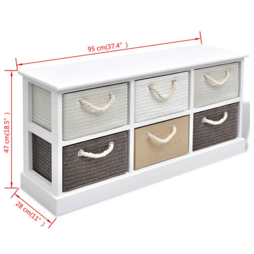 Storage Bench 6 Drawers Wood - Image 6