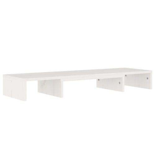 Monitor Stand White 80x24x10.5cm Solid Wood Pine - Image 3