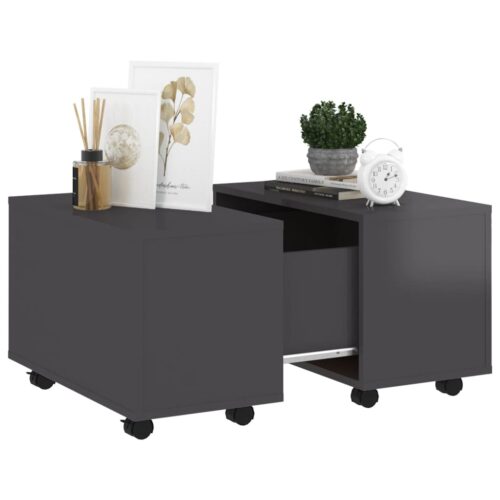 Coffee Table High Gloss Grey 60x60x38cm Engineered Wood - Image 4