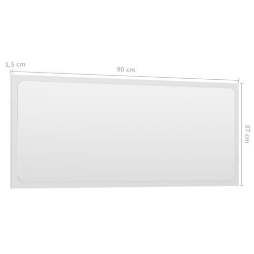 Bathroom Mirror High Gloss White 90x1.5x37cm Engineered Wood - Image 5