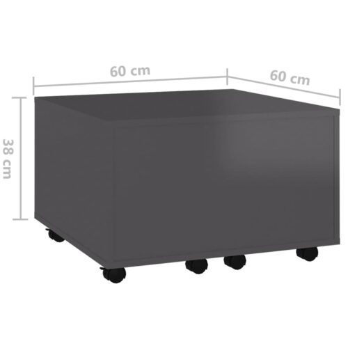 Coffee Table High Gloss Grey 60x60x38cm Engineered Wood - Image 8