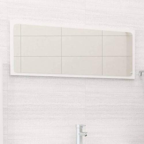 Bathroom Mirror High Gloss White 90x1.5x37cm Engineered Wood - Image 6