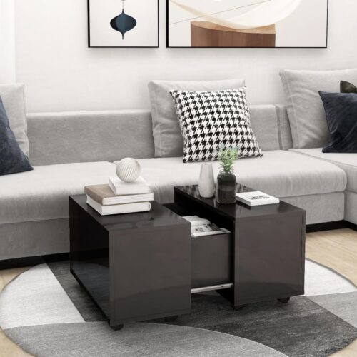 Coffee Table High Gloss Grey 60x60x38cm Engineered Wood - Image 9