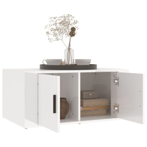 Coffee Table High Gloss White 80x50x36cm Engineered Wood - Image 4