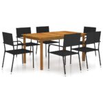 7-Piece Garden Dining Set Black Outdoor Patio Lounge Furniture
