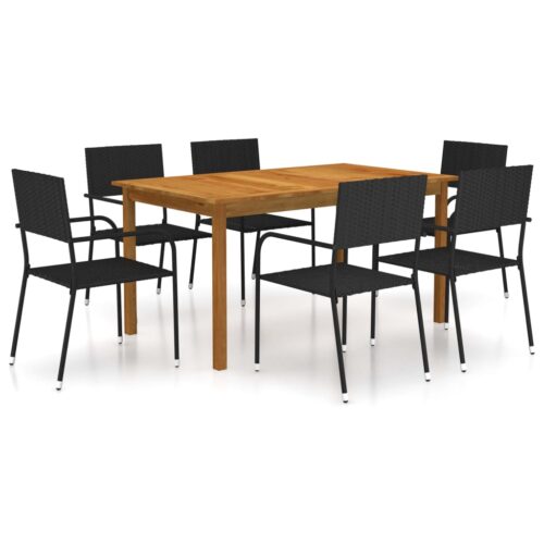 7-Piece Garden Dining Set Black Outdoor Patio Lounge Furniture