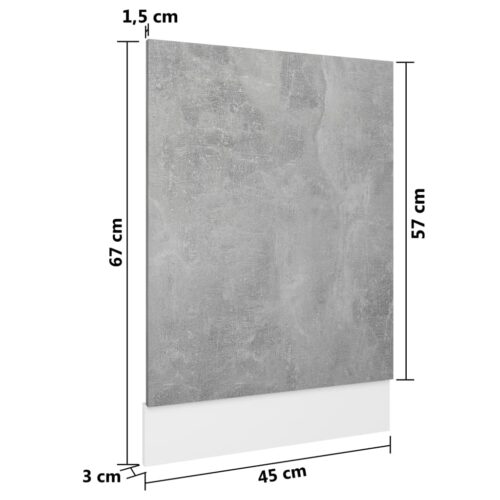 Dishwasher Panel Concrete Grey 45x3x67cm Engineered Wood - Image 6