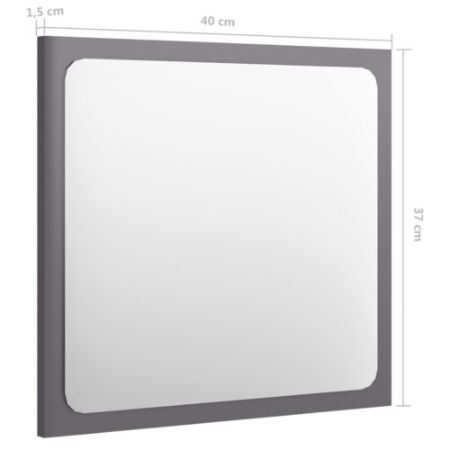 Bathroommirror High Gloss Grey 40x1.5x37cm Engineered Wood - Image 5