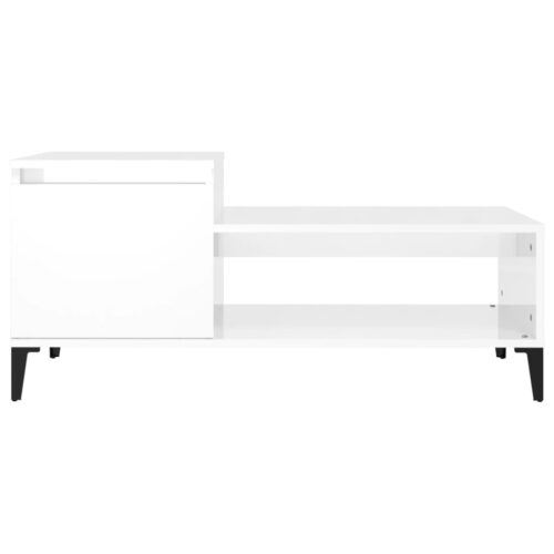 Coffee Table High Gloss White 100x50x45cm Engineered Wood - Image 5