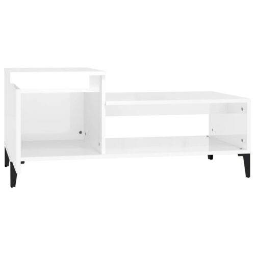 Coffee Table High Gloss White 100x50x45cm Engineered Wood - Image 6