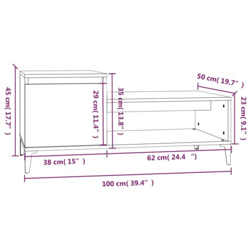 Coffee Table High Gloss White 100x50x45cm Engineered Wood - Image 10