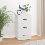 Sideboard High Gloss White 40x33x70cm Engineered Wood