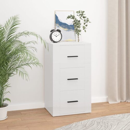 Sideboard High Gloss White 40x33x70cm Engineered Wood