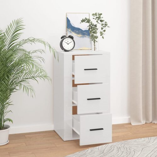 Sideboard High Gloss White 40x33x70cm Engineered Wood - Image 6