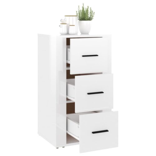 Sideboard High Gloss White 40x33x70cm Engineered Wood - Image 7