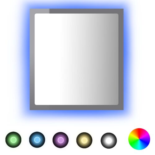 LED Bathroom Mirror High Gloss Grey 40x8.5x37cm Acrylic