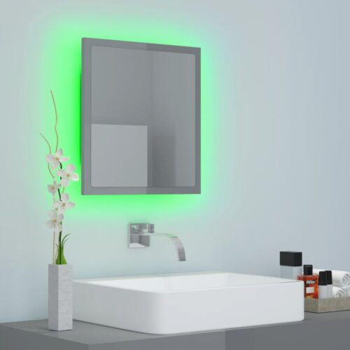 LED Bathroom Mirror High Gloss Grey 40x8.5x37cm Acrylic - Image 4