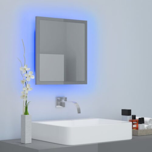 LED Bathroom Mirror High Gloss Grey 40x8.5x37cm Acrylic - Image 5