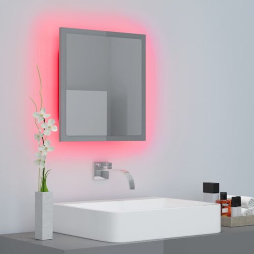 LED Bathroom Mirror High Gloss Grey 40x8.5x37cm Acrylic - Image 6