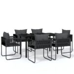 7-Piece Garden Dining Set Black Outdoor Patio Lounge Furniture