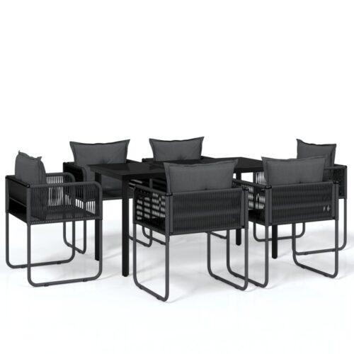7-Piece Garden Dining Set Black Outdoor Patio Lounge Furniture