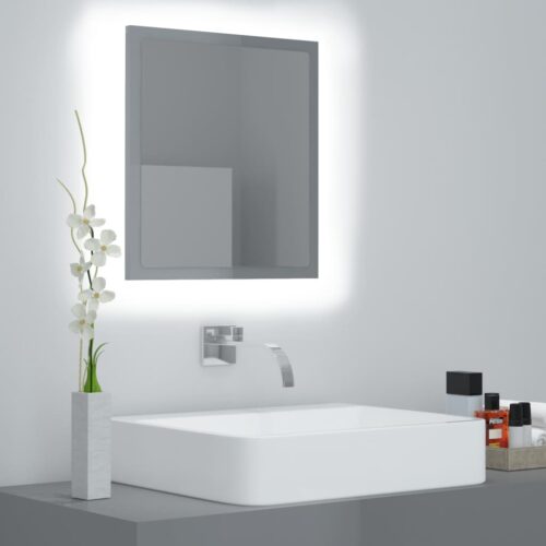 LED Bathroom Mirror High Gloss Grey 40x8.5x37cm Acrylic - Image 12