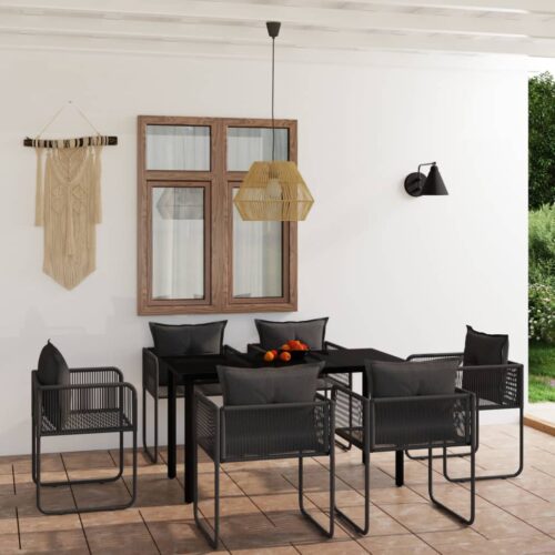 7-Piece Garden Dining Set Black Outdoor Patio Lounge Furniture - Image 9