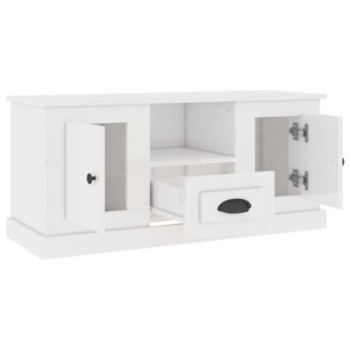TV Cabinet High Gloss White 100x35.5x45cm Engineered Wood - Image 8