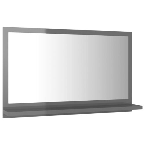 Bathroom Mirror High Gloss Grey 60x10.5x37cm Engineered Wood - Image 3