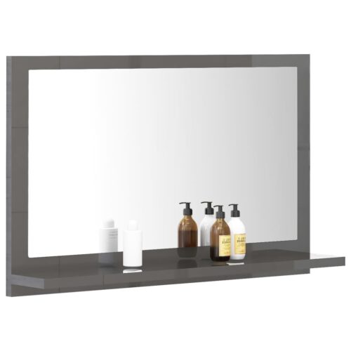 Bathroom Mirror High Gloss Grey 60x10.5x37cm Engineered Wood