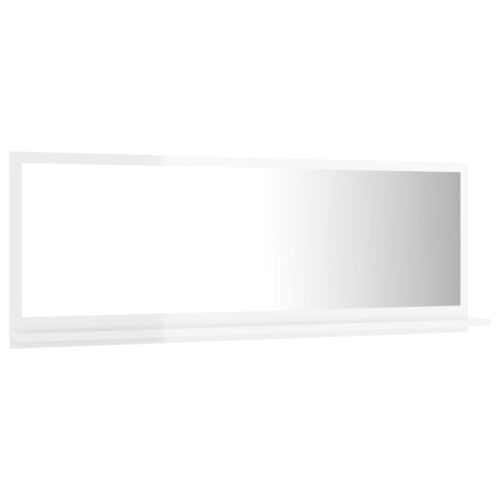 Bathroom Mirror High Gloss White 100x10.5x37cm Engineered Wood - Image 3
