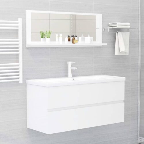 Bathroom Mirror High Gloss White 100x10.5x37cm Engineered Wood - Image 6