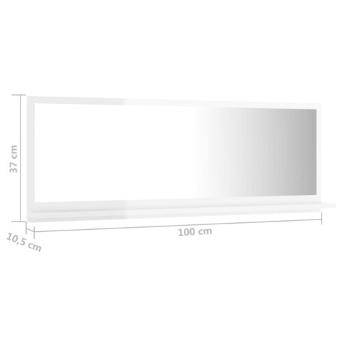 Bathroom Mirror High Gloss White 100x10.5x37cm Engineered Wood - Image 7
