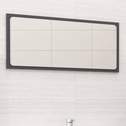 Bathroom Mirror High Gloss Grey 80x1.5x37cm Engineered Wood - Image 6