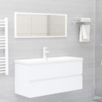2-Piece Bathroom Furniture Set White Engineered Wood
