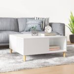 Coffee Table High Gloss White 80x80x36.5cm Engineered Wood