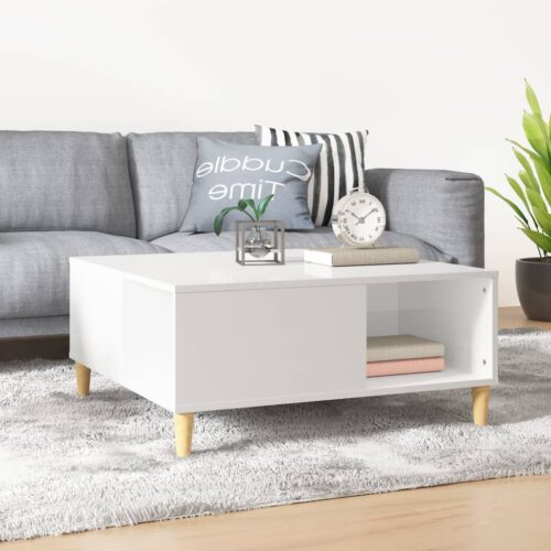 Coffee Table High Gloss White 80x80x36.5cm Engineered Wood