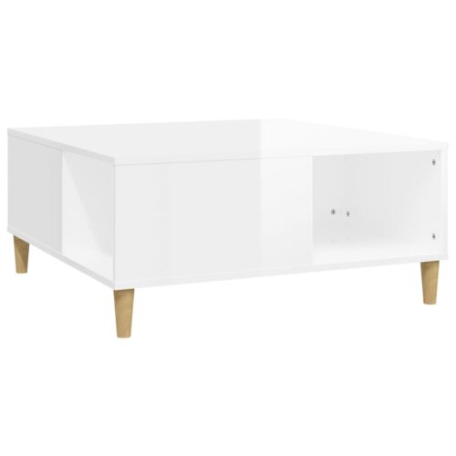 Coffee Table High Gloss White 80x80x36.5cm Engineered Wood - Image 2