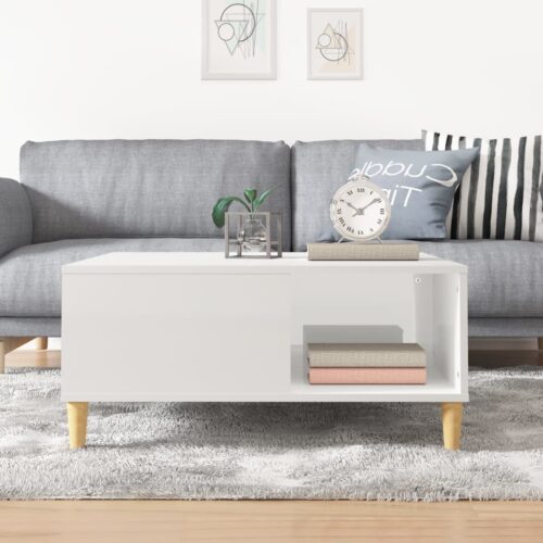 Coffee Table High Gloss White 80x80x36.5cm Engineered Wood - Image 3